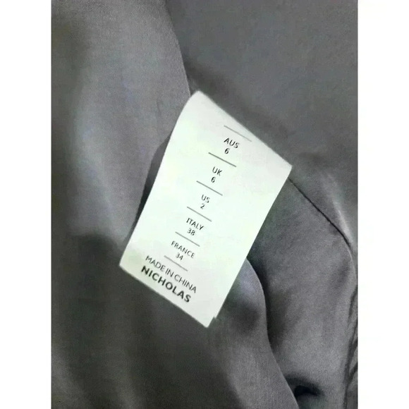 NICHOLAS Alezia Gray Twist Front Cutout Satin Side Slit Dress Sz 2 Msrp $498 - Picture 8 of 14
